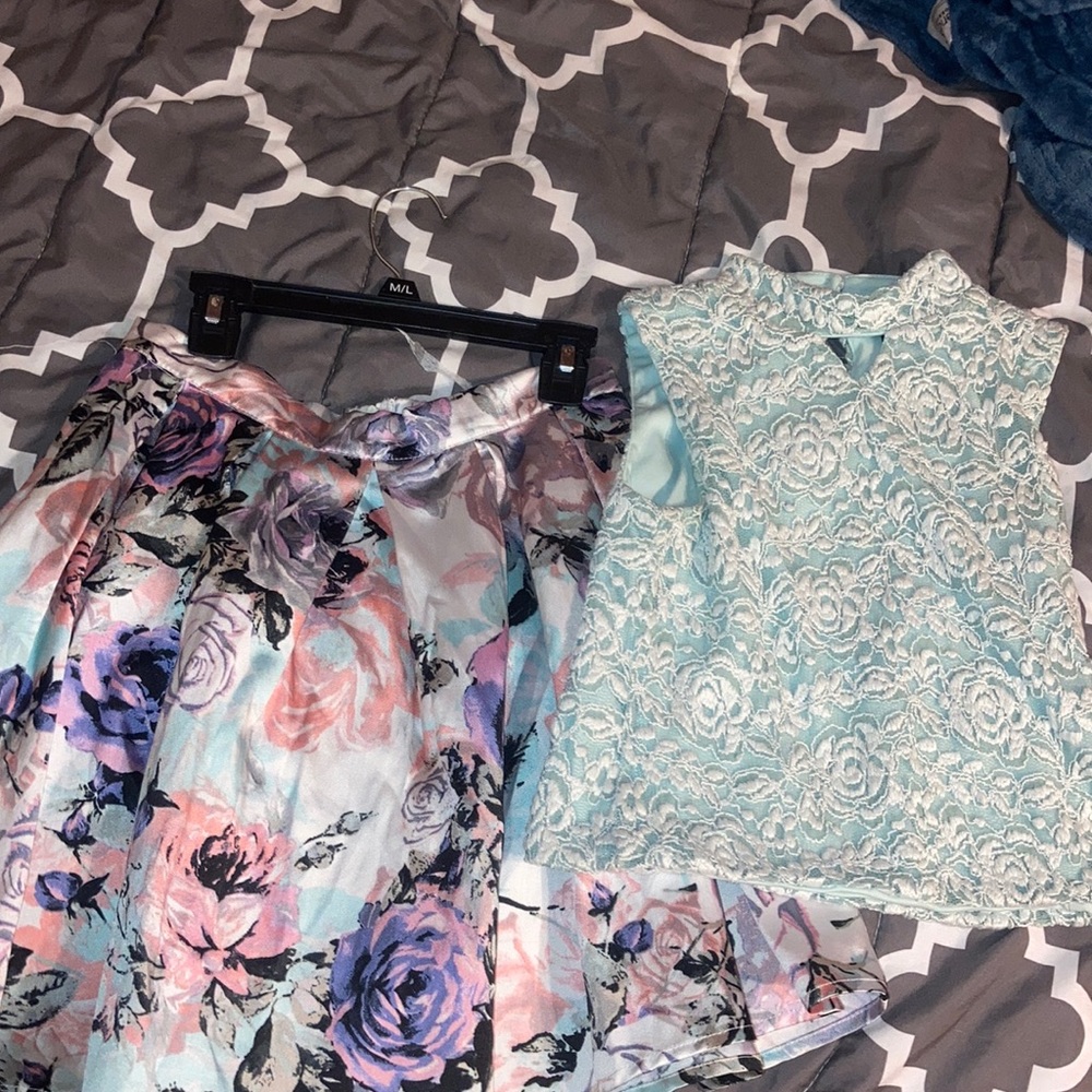 Two piece dressy shirt and skirt
